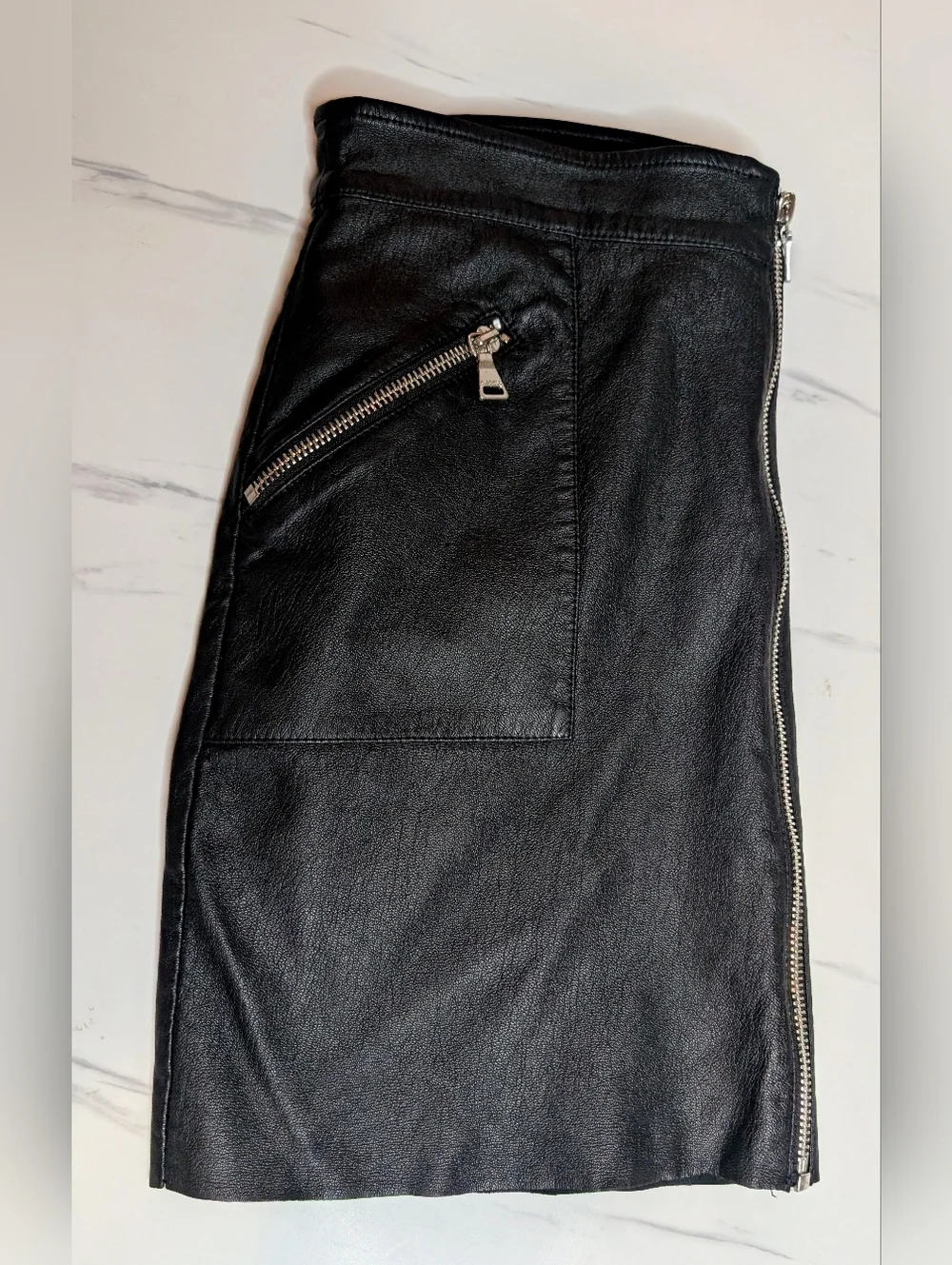 Express Black Moto Mini Skirt Front Zip Silver Hardware Size 2